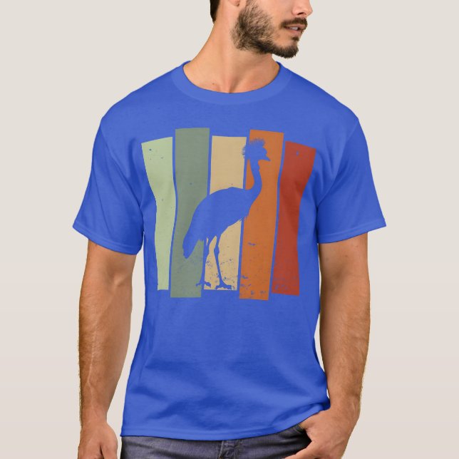 T-shirt Crowned Crane Retro Birdwatch Bird Watcher funn (Devant)