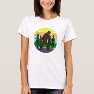 T-shirt Croyant Sasquatch   Bigfoot Vintage Coucher de Sol