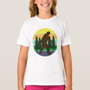 T-shirt Croyant Sasquatch Vintage Sunset Bigfoot