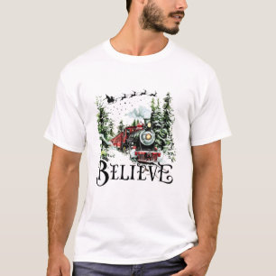 T-shirt Croyez au Train de Noël   Vapeur de vacances vinta
