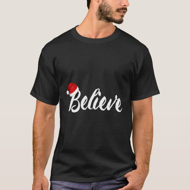 T-shirt Croyez la chemise de Noël Long Manches Femmes Enfa (Devant)
