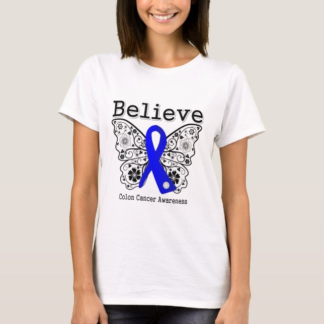 T-shirt Croyez - le papillon de cancer du colon (Devant)