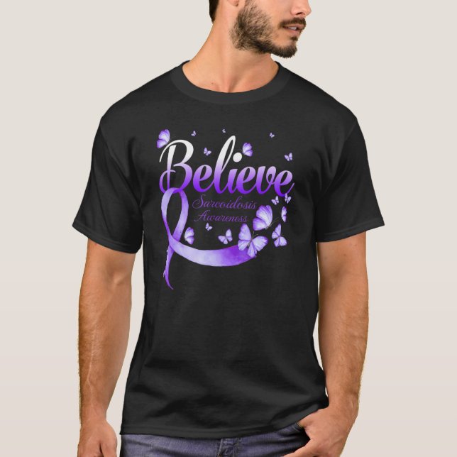 T-shirt Croyez le papillon de sensibilisation à la sarcoïd (Devant)