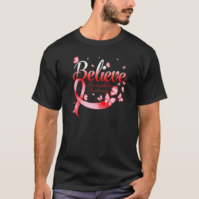 T-shirt Croyez le papillon de sensibilisation à l'hémophil (Devant)