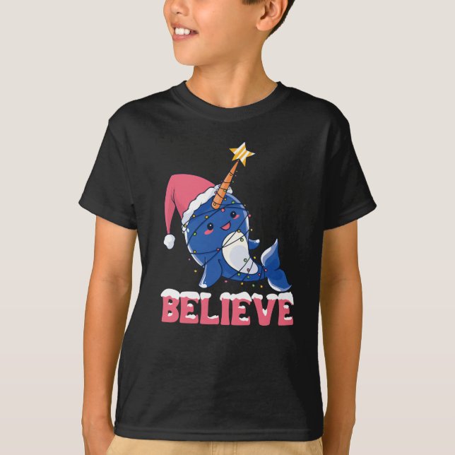 T-shirt Croyez Narwhal Noël Fée Lumières (Devant)