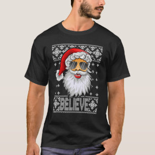 T-shirt Croyez Père Noël Lunettes de soleil UGLY Noël Fami