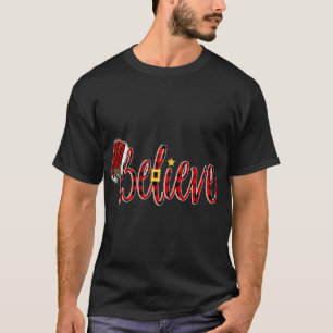 T-shirt Croyez Père Noël Red Plaid Xmas Croyez Noël Paj
