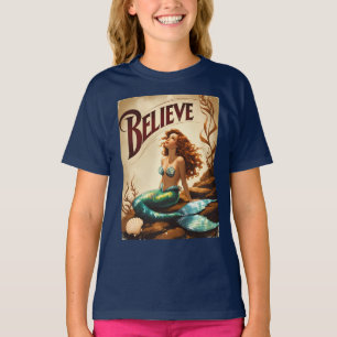 T-shirt Croyez Vintage Sirène filles intemporel rêve océan