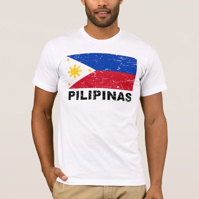 T-shirt Cru de drapeau de Philippines (Devant)