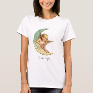 T-shirt Cru de fille de lune d'ange de la terre victorien