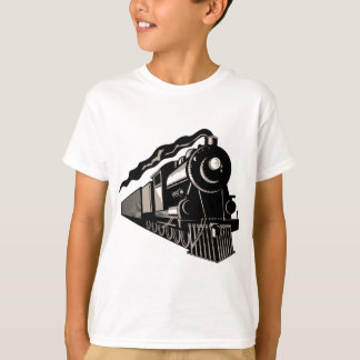 T-shirt cru de locomotive de train de vapeur