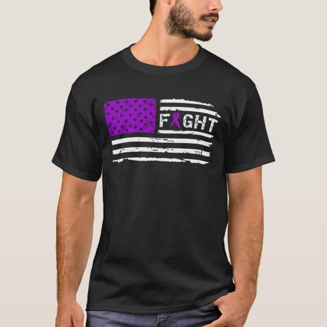 T-shirt Cru du drapeau américain d'Alzheimer de combat (Devant)