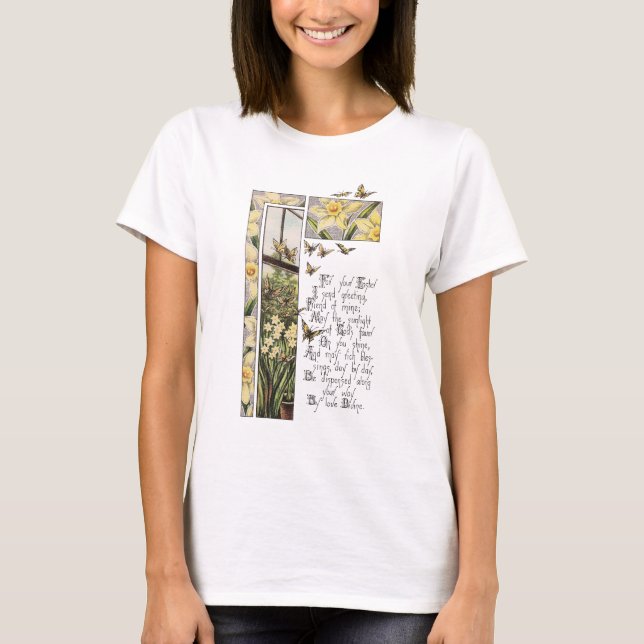 T-shirt Cru Pâques de jonquilles et de papillons de (Devant)