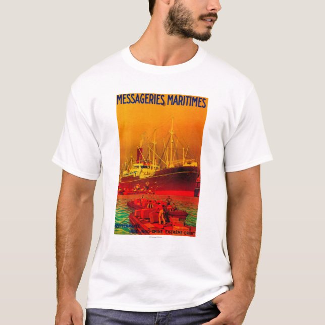 T-shirt Cru PosterEurope de Messageries Maritimes (Devant)