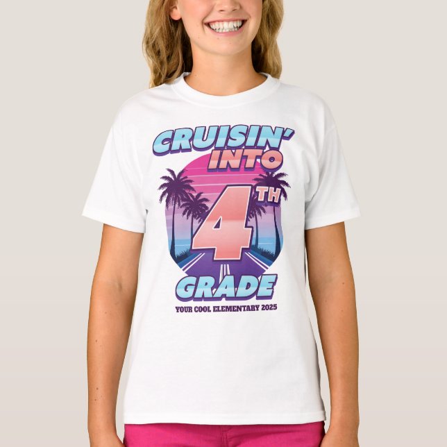 T-shirt Cruisin’ Back to School 4th Grade Girl's (Devant)