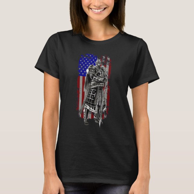 T-shirt Crusader Knight Templier Dieu Guerrier Amérique Dr (Devant)