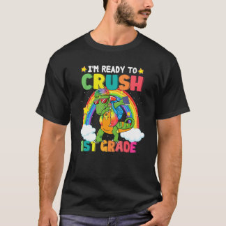 T-shirt Crush 1st Grade Dabbing Dinosaur Back To School Bo