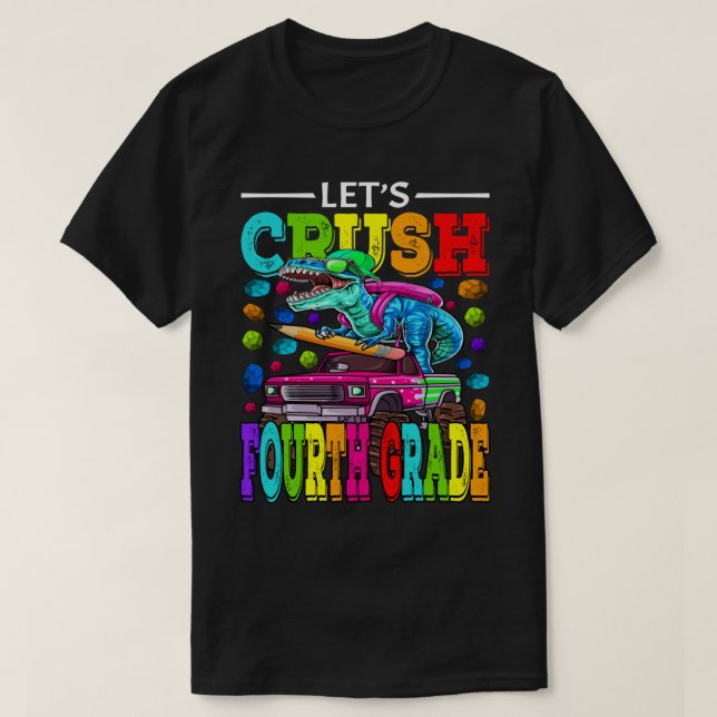 T-shirt Crush 4e année Monster Camion Dinosaur Ba (Design devant)
