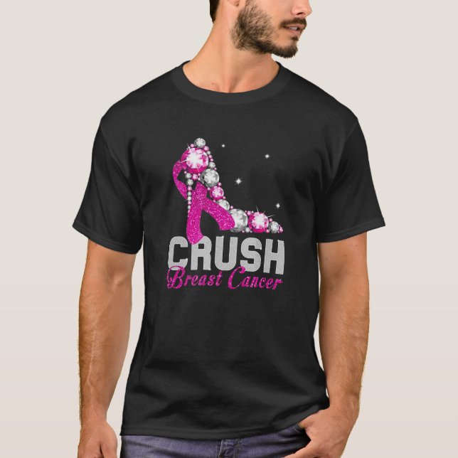 T-shirt Crush Cancer du sein Pink Bling High Heures Breast (Devant)