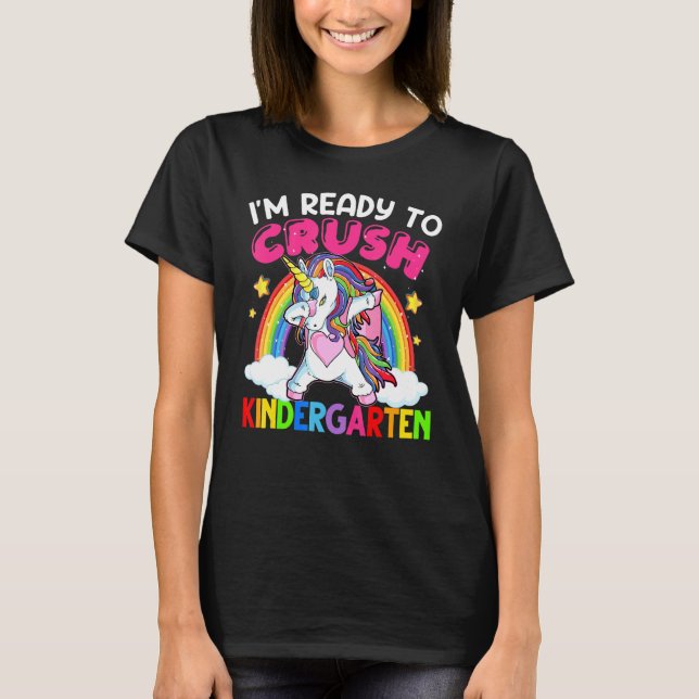 T-shirt Crush Kindergarten Dabbing Unicorne Retour À L'Éco (Devant)
