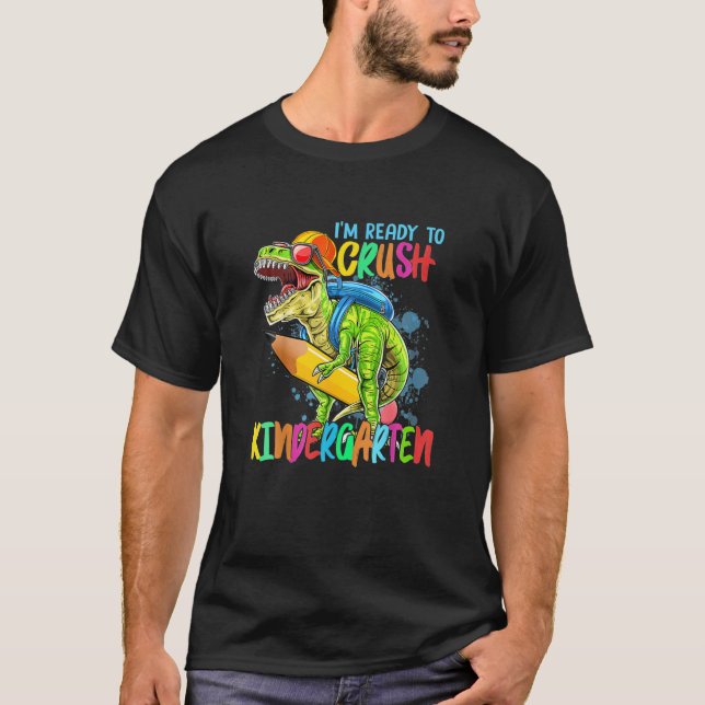 T-shirt Crush Kindergarten Dinousar Retour À L'École Rex B (Devant)