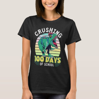 T-shirt Crushing 100 Days of School Dinosaur Rex Dino Boys