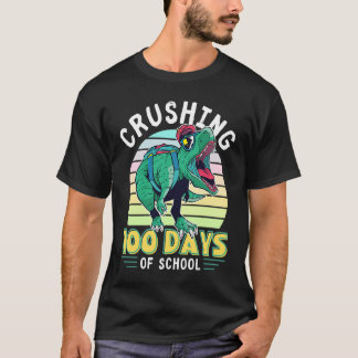 T-shirt Crushing 100 Days of School Dinosaur Rex Dino Boys