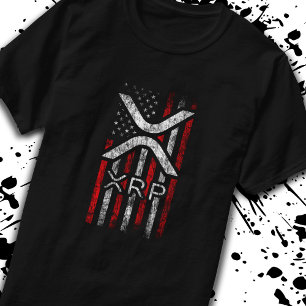 T-shirt Crypto American Drapeau XRP Cryptomonnaie Mème