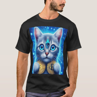 T-shirt "Crypto Cat with Bitcoin and Ethereum Coins