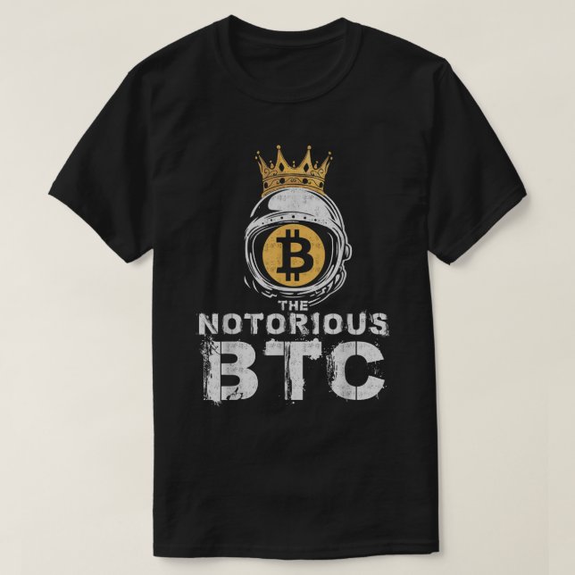 T-shirt Crypto King Astronaut Bitcoin Design (Design devant)
