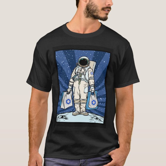 T-shirt Cryptomonnaie Talk Chainlink To Moon Space M (Devant)