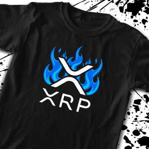 T-shirt Cryptomonnaie XRP Crypto Flammes Bleues Feu Fonte