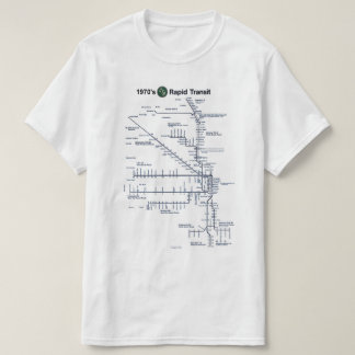 T-shirt CTA "L" Rapid Transit 1970 Carte Chicago, Illinois