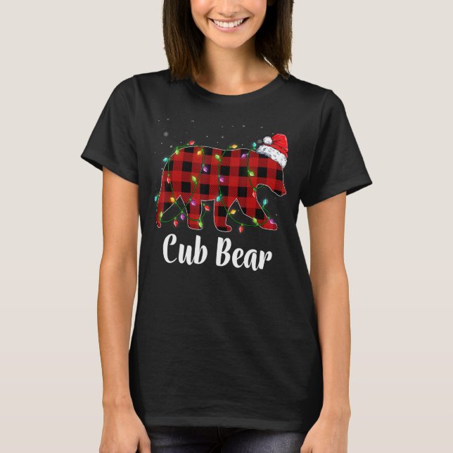 T-shirt Cub Bear Buffalo Rouge Plaid Correspondant Famille (Devant)
