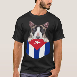 T-shirt Cuba Flag Miniature Bull Terrier Dog In Pocket