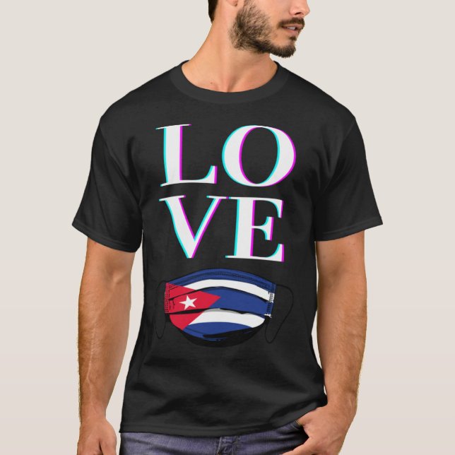 T-shirt Cuba LOVE Cubain Drapeau Masque visage LIBRE CUBA (Devant)