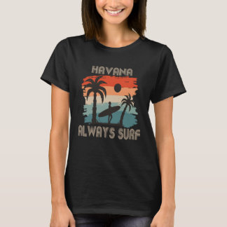 T-shirt Cuba Surfing Retro Palm tree Havana Vacation Ocean