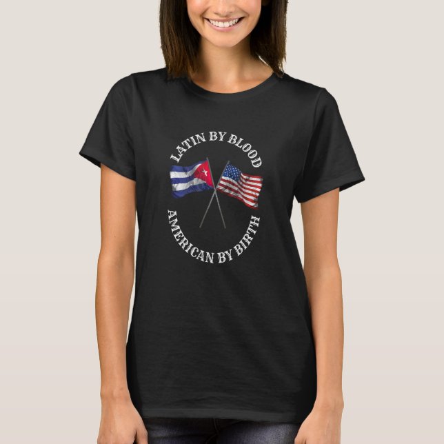 T-shirt Cuban Flag and American Flag (Devant)