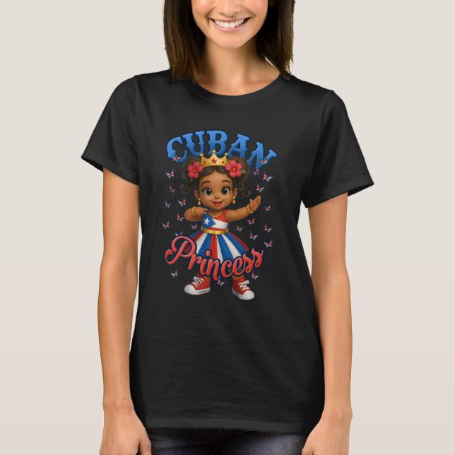 T-shirt Cuban Princess Flag Dance Girl Cuba Pride Caribbea (Devant)