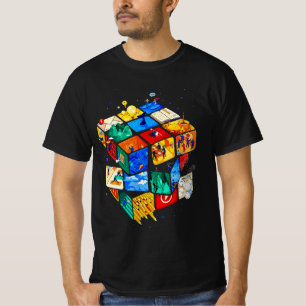 T-shirt Cube Abstrait Coloré dans l'Espace V Suréaliste