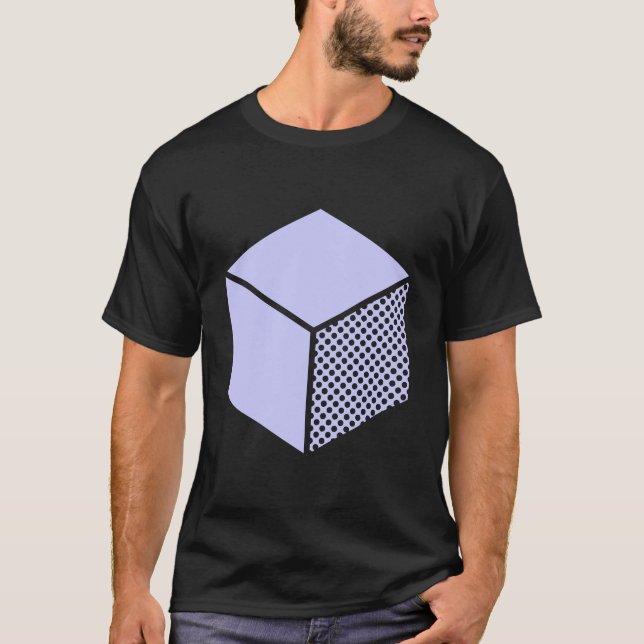 T-shirt Cube - Bleu en poudre sur fond foncé (Devant)