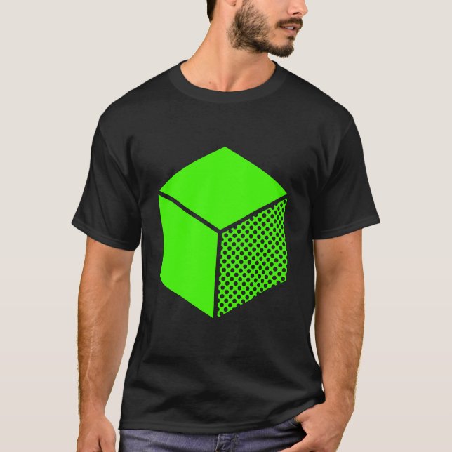 T-shirt Cube - Chartreuse vert sur le noir (Devant)