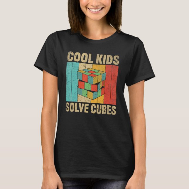 T-shirt Cube de puzzle compétitif Cool enfants résoudre cu (Devant)