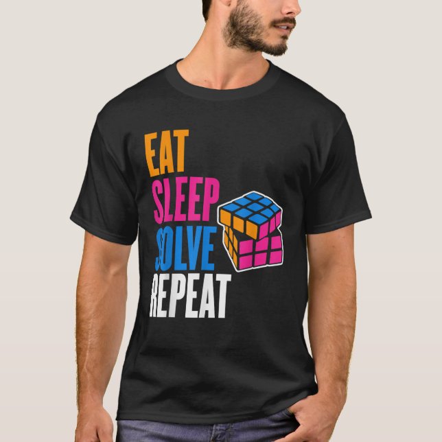 T-shirt Cube de puzzle concurrentiel Manger Sleep Solve Sp (Devant)