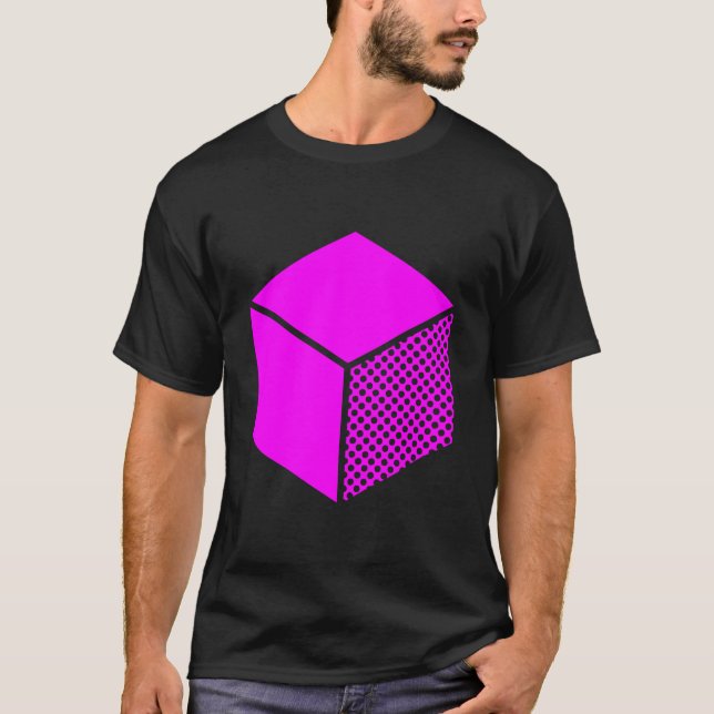 T-shirt Cube - Magenta sur le noir (Devant)