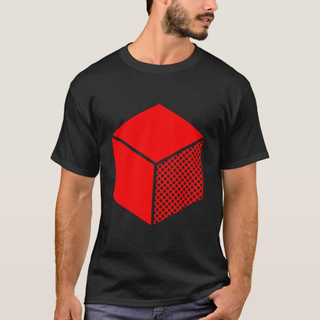 T-shirt Cube - Rouge sur foncé (Devant)
