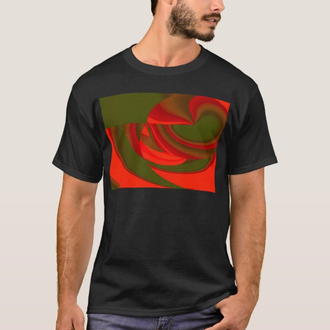 T-shirt Cubiste rouge et vert Abstrait (Devant)