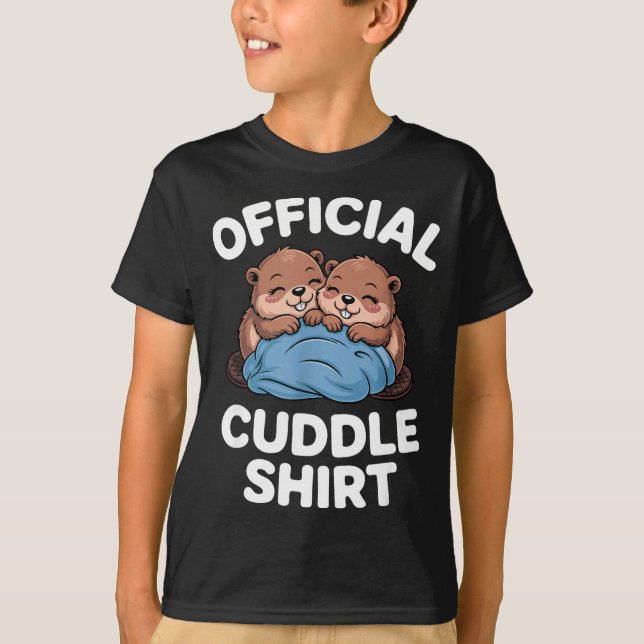 T-shirt Cuddle Shirt Cute Beavers Snuggling  (Devant)