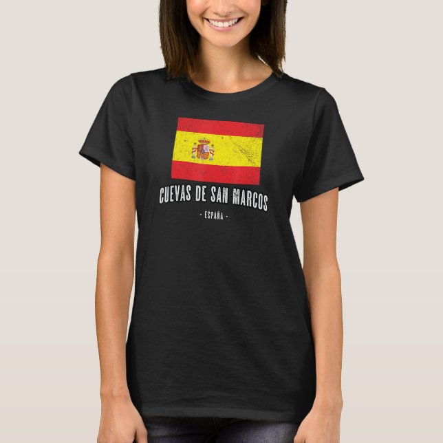 T-shirt Cuevas De San Marcos Espagne Es Drapeau Ville Band (Devant)