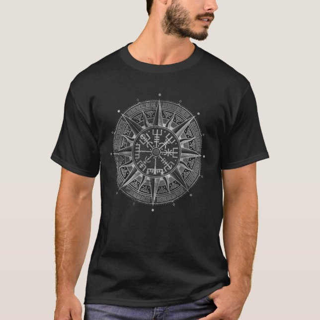 T-shirt Cuir argenté et noir de Vegvisir - (Devant)